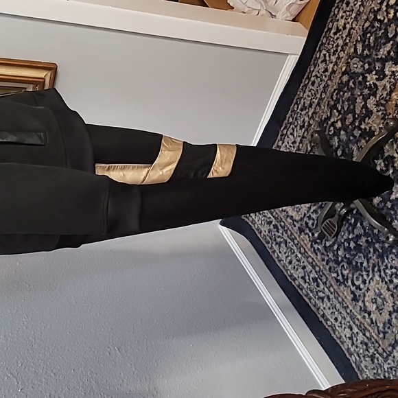 INC black and metallic gold track suit pants and jacket size large - Picture 8 of 16